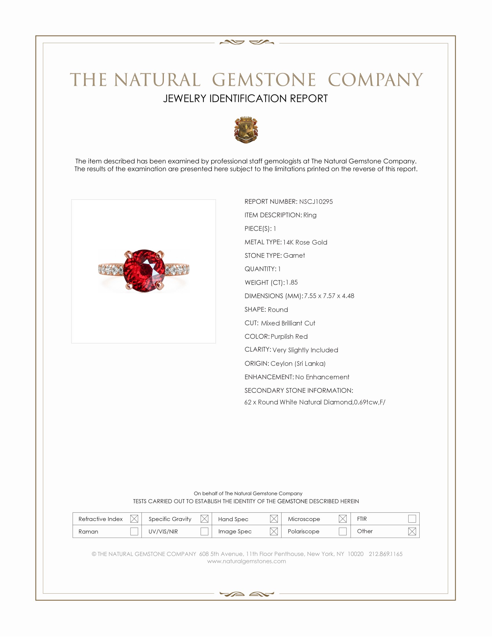 1.85 Ct. Purplish Red Garnet and Natural Diamond Pave Ring, 14K Rose Gold