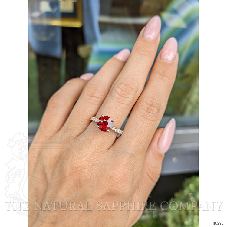 1.85 Ct. Garnet Natural Diamond Pave Ring, 14K Rose Gold