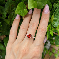 1.85 Ct. Garnet Natural Diamond Pave Ring, 14K Rose Gold Life Style