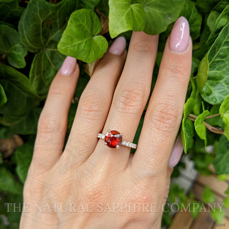 1.85 Ct. Garnet Natural Diamond Pave Ring, 14K Rose Gold