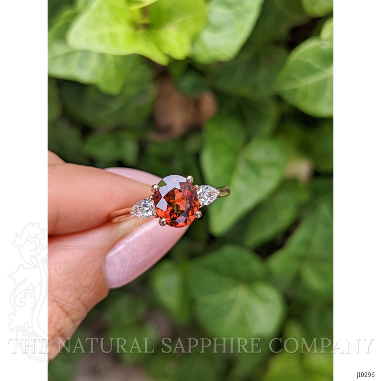 2.20 Ct. Zircon Natural Diamond Three Stone Ring, 14K Rose Gold