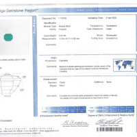 5.07 Ct. Emerald Natural Diamond Three Stone Ring, Platinum 950 Scan Report