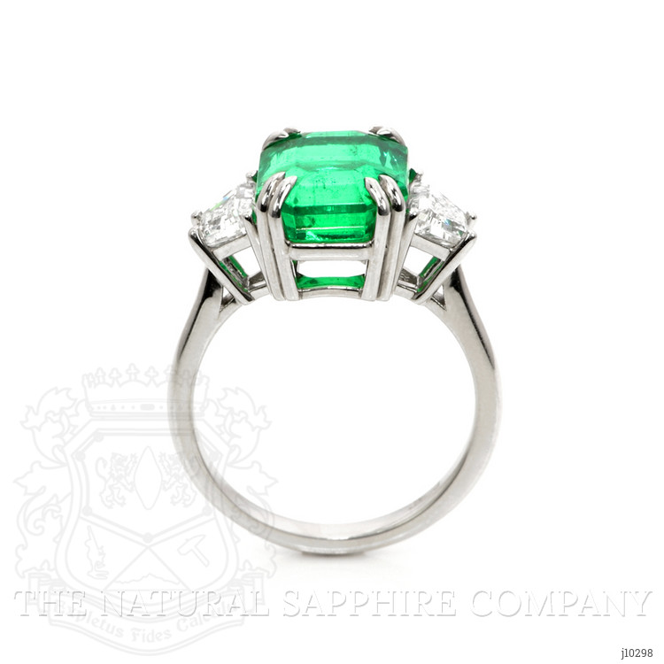 5.07 Ct. Emerald Natural Diamond Three Stone Ring, Platinum 950