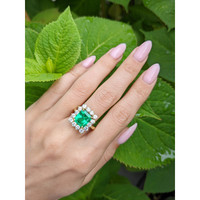 3.77 Ct. Emerald Antique Style Ring, 18K Yellow Gold Life Style