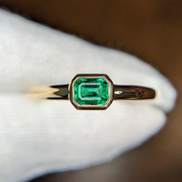 0.34 Ct. Emerald Bezel Ring, 18K Yellow Gold Image