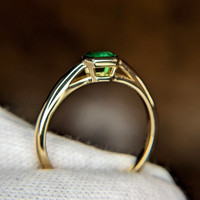 0.34 Ct. Emerald Bezel Ring, 18K Yellow Gold Image