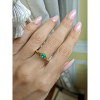 0.34 Ct. Emerald Bezel Ring, 18K Yellow Gold Life Style