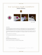 4.50 Ct. Purplish Red Ruby and Natural Diamond Pave Ring, 14K White Gold Appraisal
