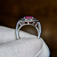 4.50 Ct. Ruby Natural Diamond Pave Ring, 14K White Gold Image