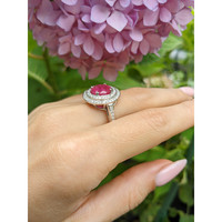 4.50 Ct. Ruby Natural Diamond Pave Ring, 14K White Gold Life Style