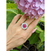 4.50 Ct. Ruby Natural Diamond Pave Ring, 14K White Gold Life Style