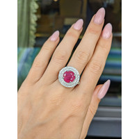 4.50 Ct. Ruby Natural Diamond Pave Ring, 14K White Gold Life Style