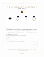 4.17 Ct. Blue Sapphire and Natural Diamond Pave Ring, 18K White Gold Appraisal