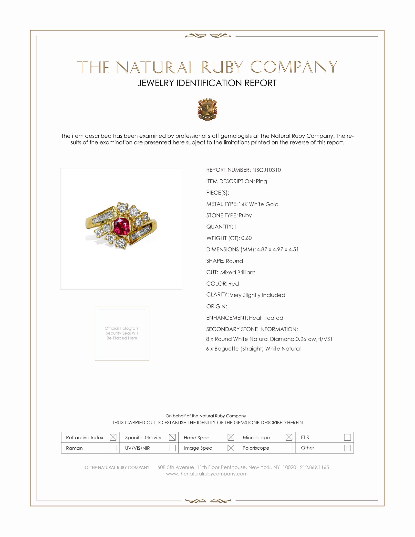 0.60 Ct. Ruby and Natural Diamond Antique Style Ring, 18K Yellow Gold