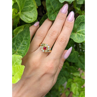 0.60 Ct. Ruby and Natural Diamond Antique Style Ring, 14K Yellow Gold Life Style