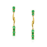 1.20 Ct.Tw. Emerald Emerald Drops Earrings, 18K Yellow Gold Video