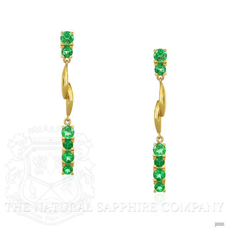 1.20 Ct.Tw. Emerald Emerald Drops Earrings, 18K Yellow Gold