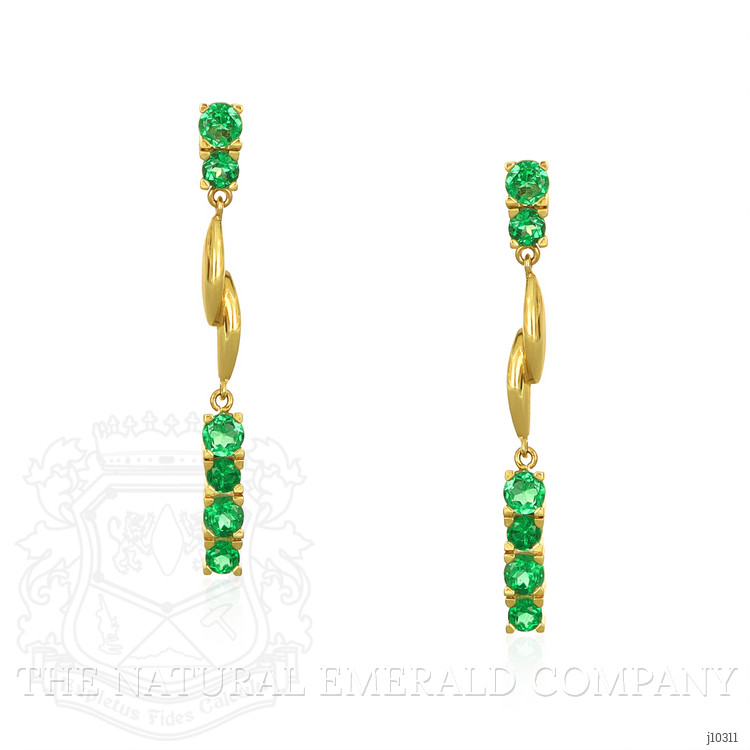 1.20 Ct.Tw. Emerald Emerald Drops Earrings, 18K Yellow Gold