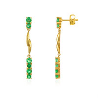 1.20 Ct.Tw. Emerald Emerald Drops Earrings, 18K Yellow Gold Image
