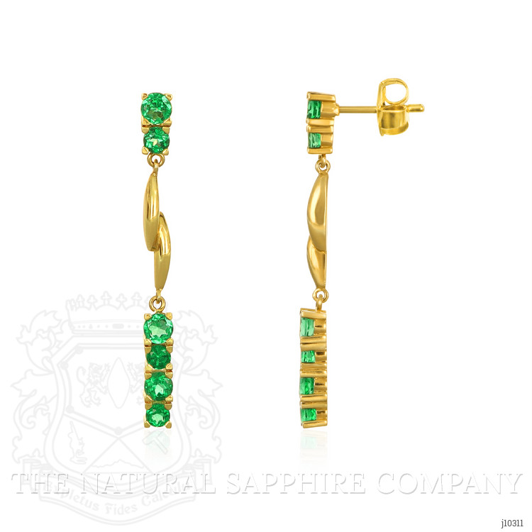 1.20 Ct.Tw. Emerald Emerald Drops Earrings, 18K Yellow Gold