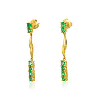 1.20 Ct.Tw. Emerald Emerald Drops Earrings, 18K Yellow Gold Image