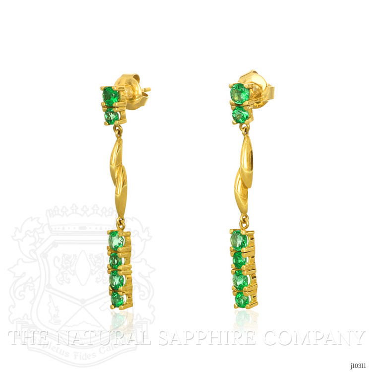 1.20 Ct.Tw. Emerald Emerald Drops Earrings, 18K Yellow Gold