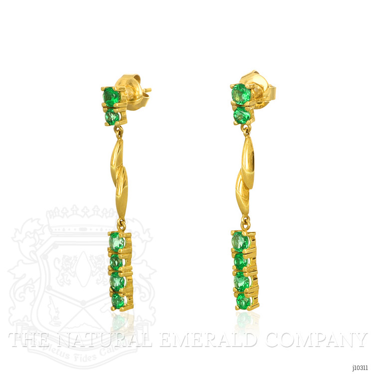 1.20 Ct.Tw. Emerald Emerald Drops Earrings, 18K Yellow Gold
