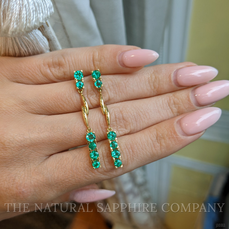 1.20 Ct.Tw. Emerald Emerald Drops Earrings, 18K Yellow Gold