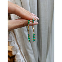 1.20 Ct.Tw. Emerald Emerald Drops Earrings, 18K Yellow Gold Life Style