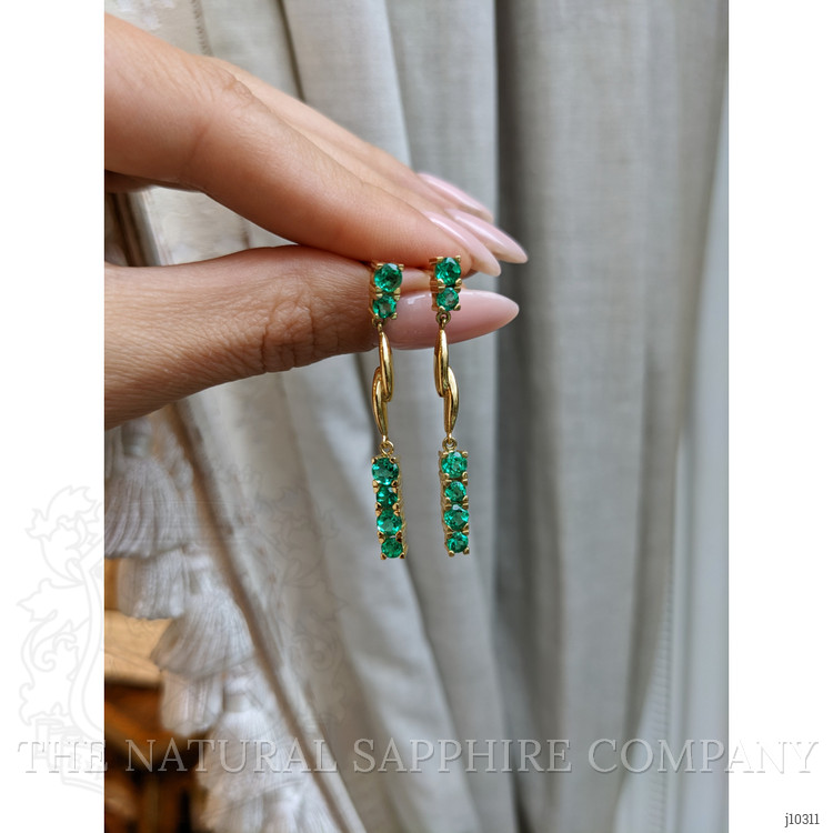 1.20 Ct.Tw. Emerald Emerald Drops Earrings, 18K Yellow Gold
