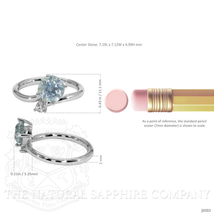 1.83 Ct. Greenish Blue Sapphire and Natural Diamond Two Stone (toi et moi) Ring, Platinum 950