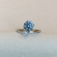 1.83 Ct. Greenish Blue Sapphire and Natural Diamond Two Stone (toi et moi) Ring, Platinum 950 Life Style