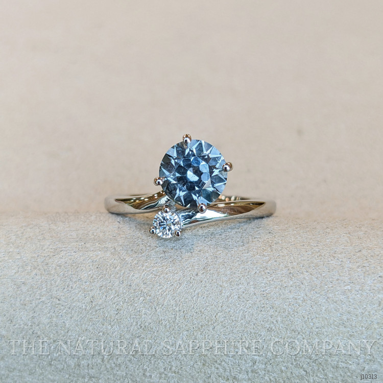 1.83 Ct. Greenish Blue Sapphire and Natural Diamond Two Stone (toi et moi) Ring, Platinum 950