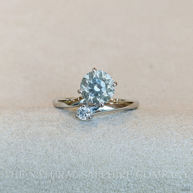 1.83 Ct. Greenish Blue Sapphire and Natural Diamond Two Stone (toi et moi) Ring, Platinum 950