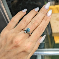 1.83 Ct. Greenish Blue Sapphire and Natural Diamond Two Stone (toi et moi) Ring, Platinum 950 Life Style