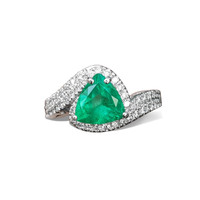 1.62 Ct. Emerald Natural Diamond Pave Ring, 18K White Gold Image