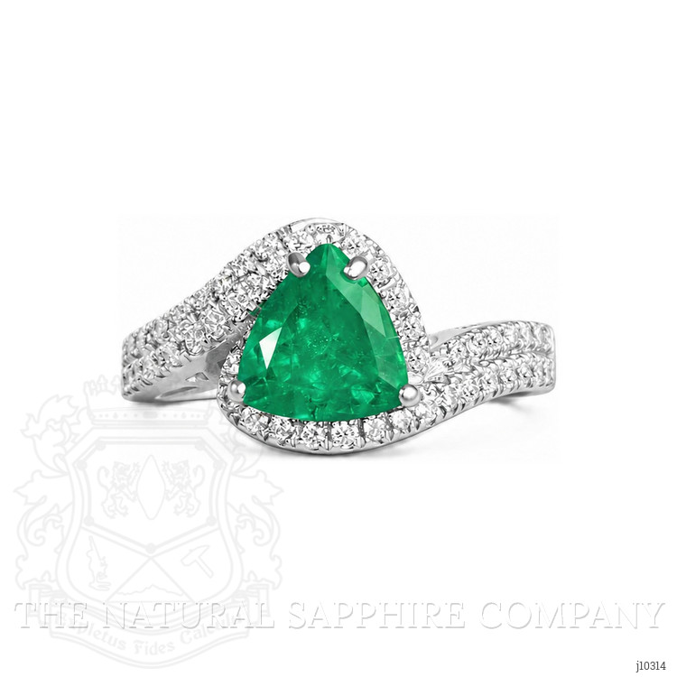 1.62 Ct. Emerald and Natural Diamond Pave Ring, 18K White Gold