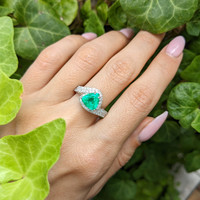 1.62 Ct. Emerald Natural Diamond Pave Ring, 18K White Gold Life Style