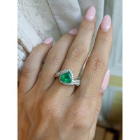 1.62 Ct. Emerald Natural Diamond Pave Ring, 18K White Gold Life Style