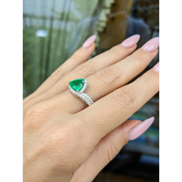 1.62 Ct. Emerald Natural Diamond Pave Ring, 18K White Gold Life Style