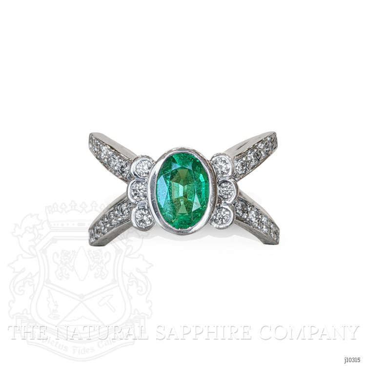1.10 Ct. Emerald Natural Diamond Pave Ring, 18K White Gold