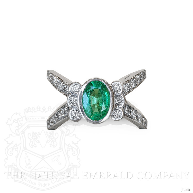 1.10 Ct. Emerald Natural Diamond Pave Ring, 18K White Gold