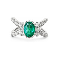 1.10 Ct. Emerald 18K White Gold ring