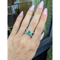 1.10 Ct. Emerald Natural Diamond Pave Ring, 18K White Gold Life Style