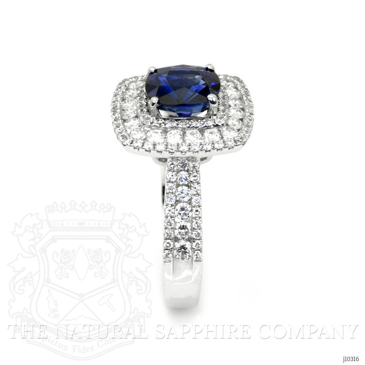 2.59 Ct. Blue Sapphire and Natural Diamond Pave Ring, 18K White Gold