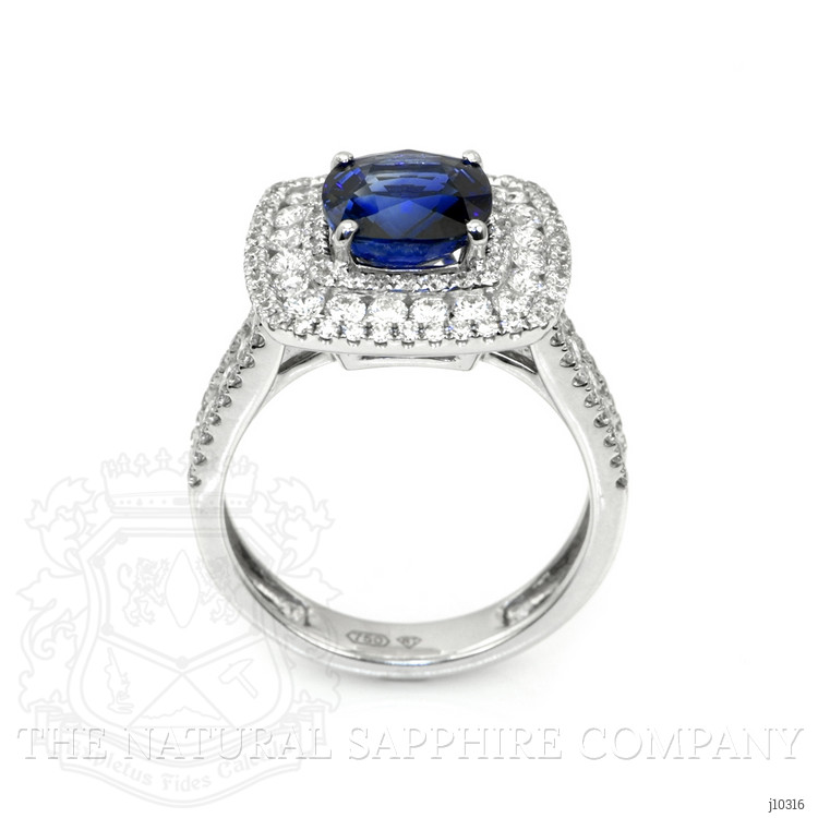2.59 Ct. Blue Sapphire and Natural Diamond Pave Ring, 18K White Gold