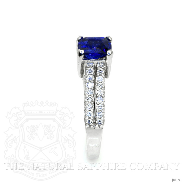 2.00 Ct. Blue Sapphire and Natural Diamond Pave Ring, 18K White Gold
