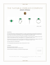 1.63 Ct. Emerald Natural Diamond Three Stone Ring, 18K White Gold Appraisal