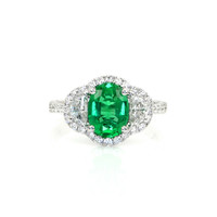 1.63 Ct. Emerald Natural Diamond Three Stone Ring, 18K White Gold Video