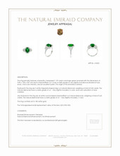 1.59 Ct. Emerald Natural Diamond Three Stone Ring, 18K White Gold Appraisal